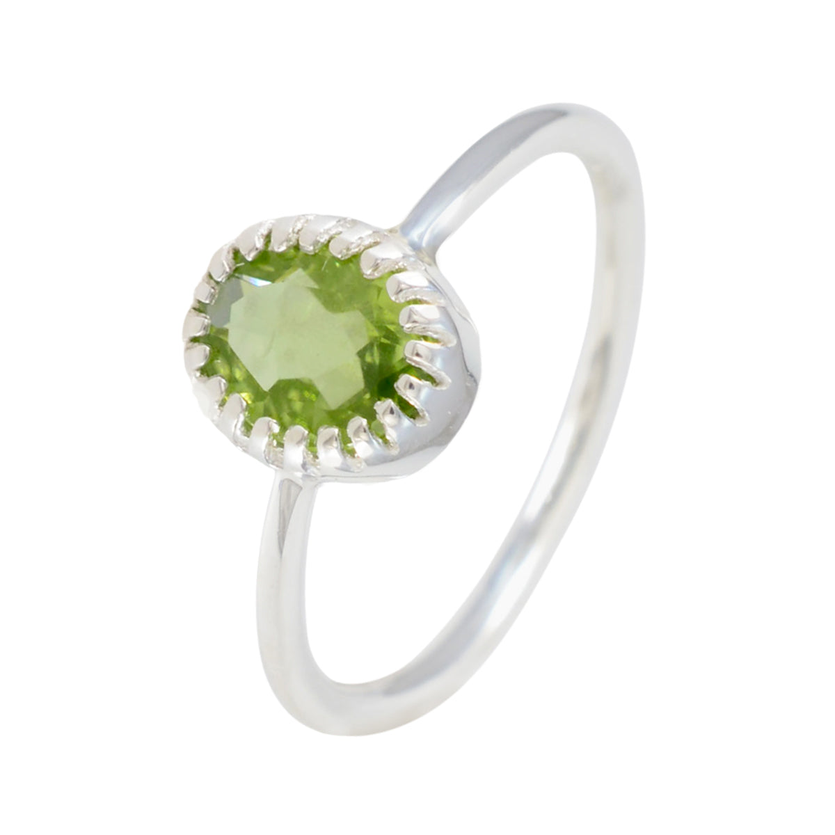 Peridot Solitär Koreanischer 925 Sterling Silber Grüner Edelstein Zarter luxuriöser Ring Schmuck Zweitbild