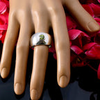 Peridot Solitaire French Sterling Silver Green Gems Eye catching Trendy Ring Jewellery