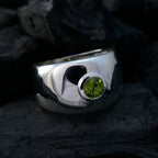 Peridot Solitaire French Sterling Silver Green Gems Eye catching Trendy Ring Jewellery