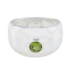 Peridot Solitaire French Sterling Silver Green Gems Eye catching Trendy Ring Jewellery