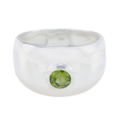 Peridot Solitaire French Sterling Silver Green Gems Eye catching Trendy Ring Jewellery