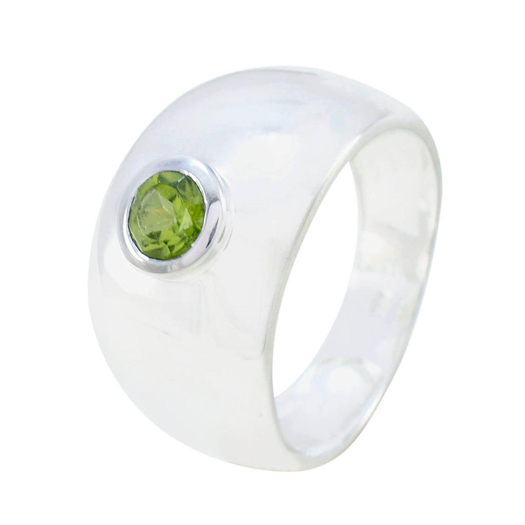 Peridot Solitaire French Sterling Silver Green Gems Eye catching Trendy Ring Jewellery