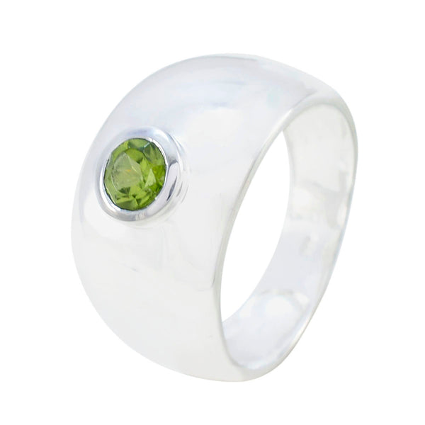 Peridot Solitaire French Sterling Silver Green Gems Eye catching Trendy Ring Jewellery