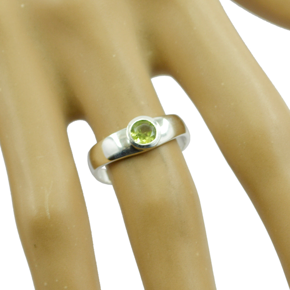Peridot Solitaire Japanese Silver Green Gemstones Whisper thin Luxurious Ring Jewelry