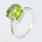 Peridot Solitaire American Silver Green Gems Whisper thin Fairytale Ring Jewelry