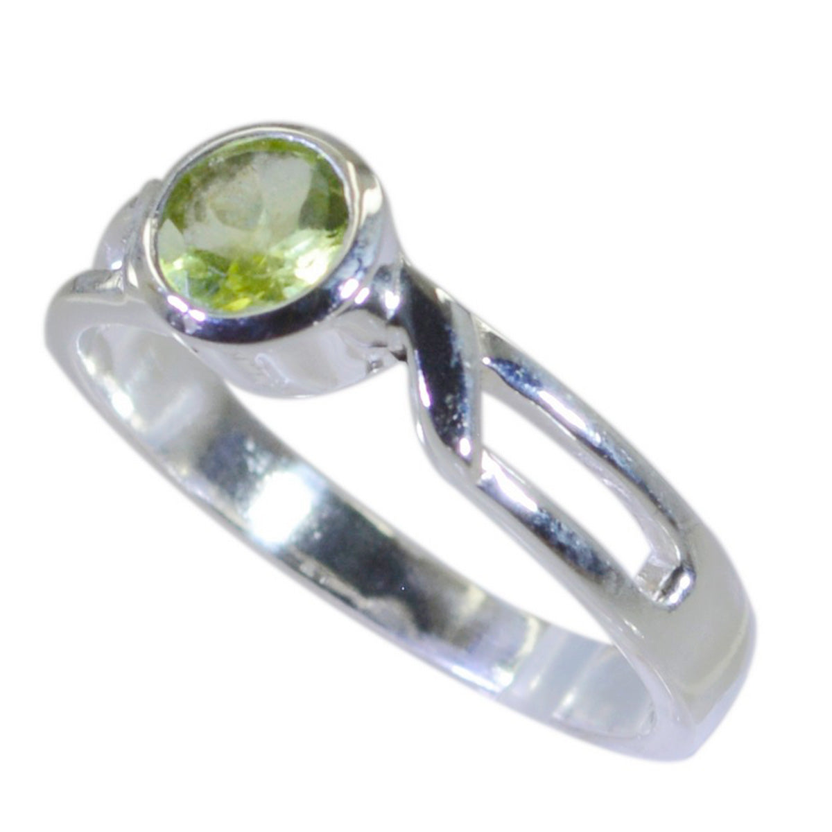 Peridot Solitaire Turks 925 Zilver Groene Edelsteen Fluisterdunne Sierlijke Ring Sieraden Secundaire afbeelding