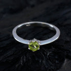 Peridot Solitaire Korean 92.5 Silver Green Gems Elegant  Luxurious Ring Jewelry