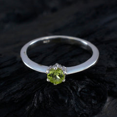 Peridot Solitaire Korean 92.5 Silver Green Gems Elegant  Luxurious Ring Jewelry