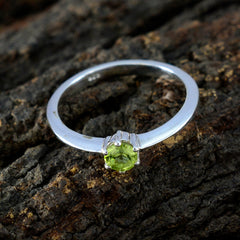 Peridot Solitaire Korean 92.5 Silver Green Gems Elegant  Luxurious Ring Jewelry