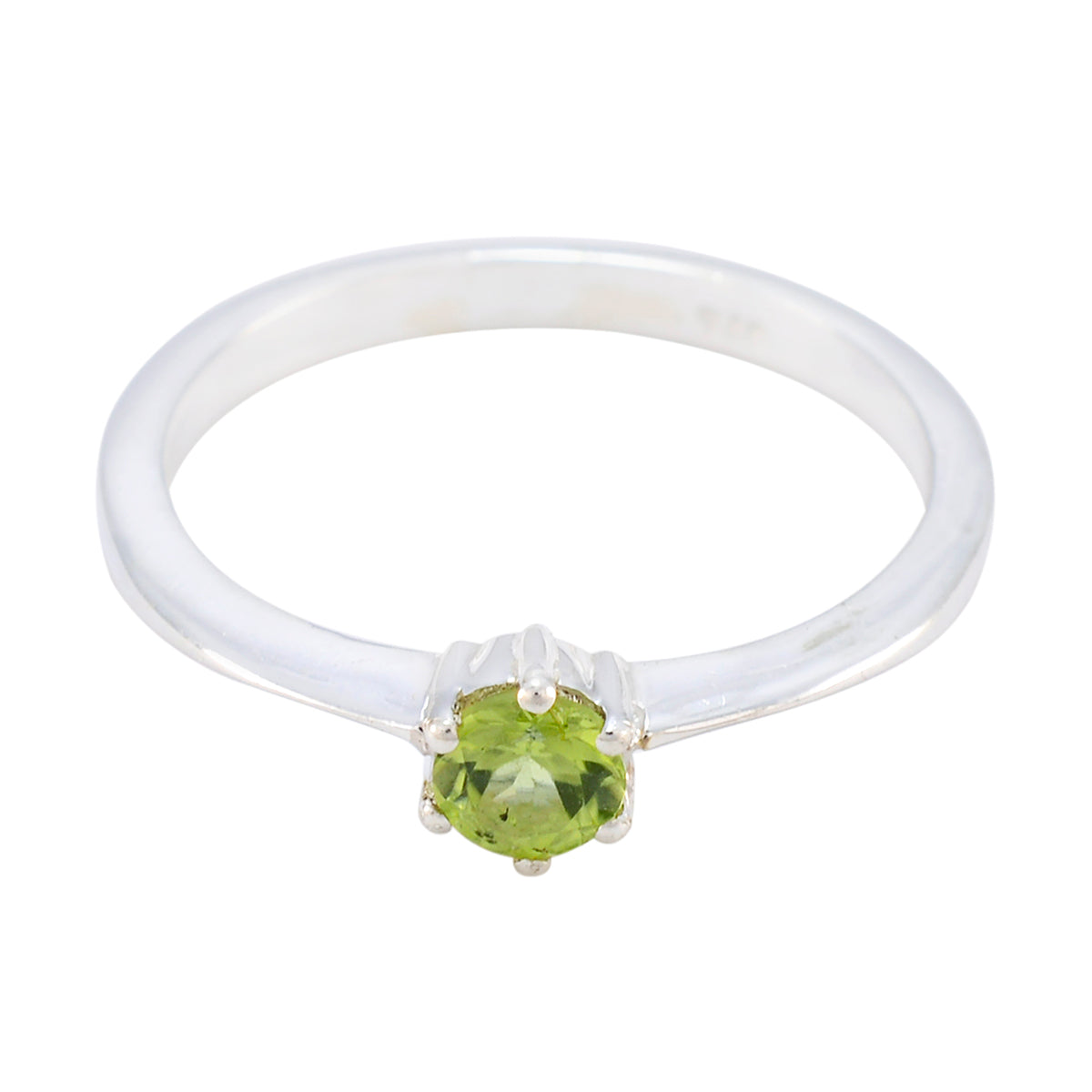 Peridot Solitaire Korean 92.5 Silver Green Gems Elegant  Luxurious Ring Jewelry
