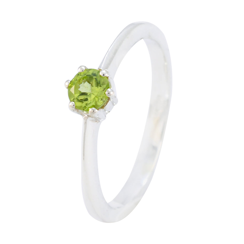 Peridot Solitaire Korean 92.5 Silver Green Gems Elegant  Luxurious Ring Jewelry
