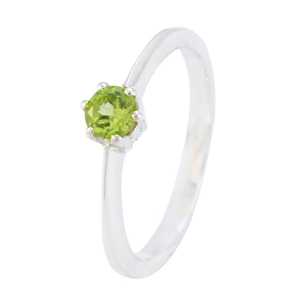 Peridot Solitaire Korean 92.5 Silver Green Gems Elegant  Luxurious Ring Jewelry
