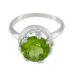 Peridot Solitaire Russian 925 Silver Green Gemstone Mid weight Feminine Ring Jewellery