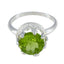 Peridot Solitaire Russian 925 Silver Green Gemstone Mid weight Feminine Ring Jewellery