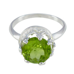 Peridot Solitaire Russian 925 Silver Green Gemstone Mid weight Feminine Ring Jewellery