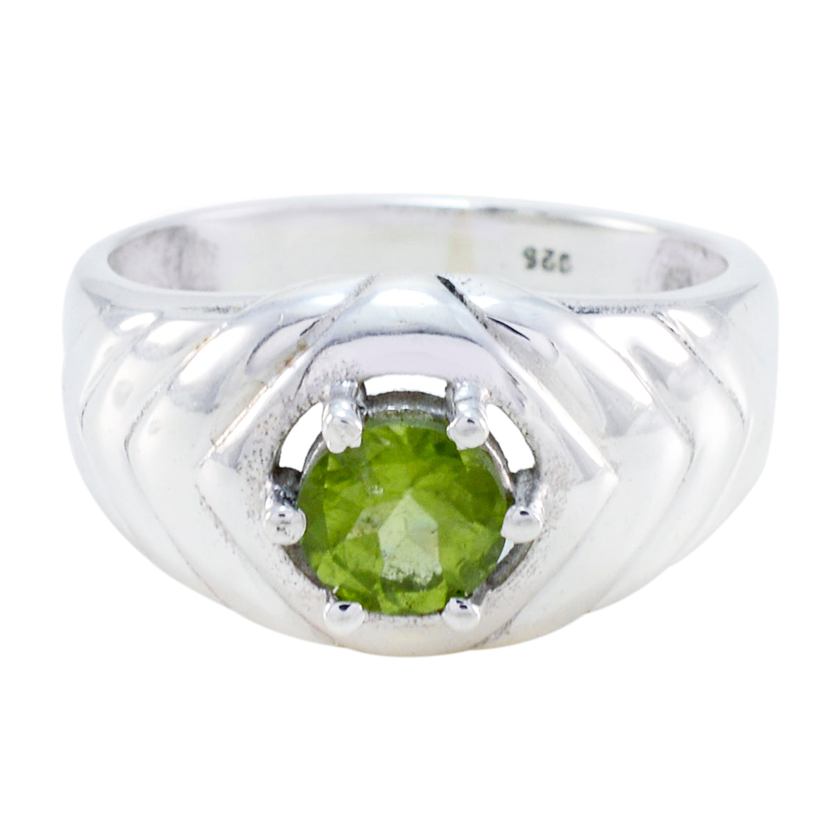 Peridot Solitaire Indian Sterling Silver Green Gemstones Minimal Trendy Ring Jewellery Главное изображение товара