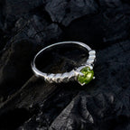 Peridot Solitaire Turkish 92.5 Silver Green Gemstone Whisper thin Glamorous Ring Jewellery