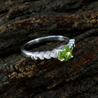 Peridot Solitaire Turkish 92.5 Silver Green Gemstone Whisper thin Glamorous Ring Jewellery