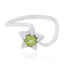 Peridot Solitaire Korean 925 Sterling Silver Green Gemstone Delicate Abstract Ring Jewellery