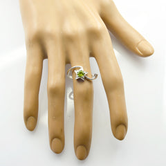 Peridot Solitaire Korean 925 Sterling Silver Green Gemstone Delicate Abstract Ring Jewellery