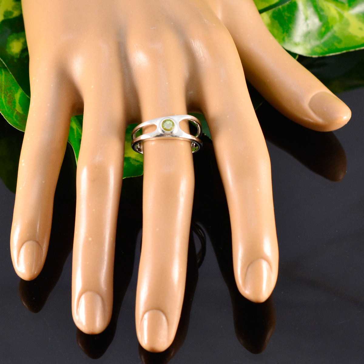 Peridot Solitaire American 925 Silver Green Gemstone Whisper thin Graceful Ring Jewelry