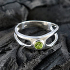 Peridot Solitaire American 925 Silver Green Gemstone Whisper thin Graceful Ring Jewelry