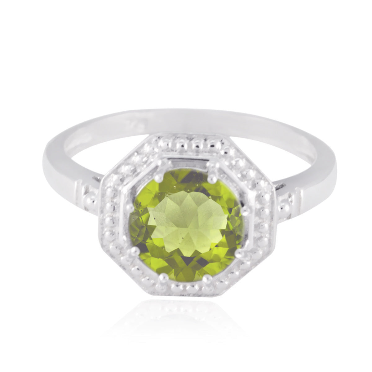 Peridot Solitaire Korean Sterling Silver Green Gemstones Whisper thin Glamorous Ring Jewelry Hoofdafbeelding
