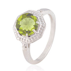 Peridot Solitaire Korean Sterling Silver Green Gemstones Whisper thin Glamorous Ring Jewelry