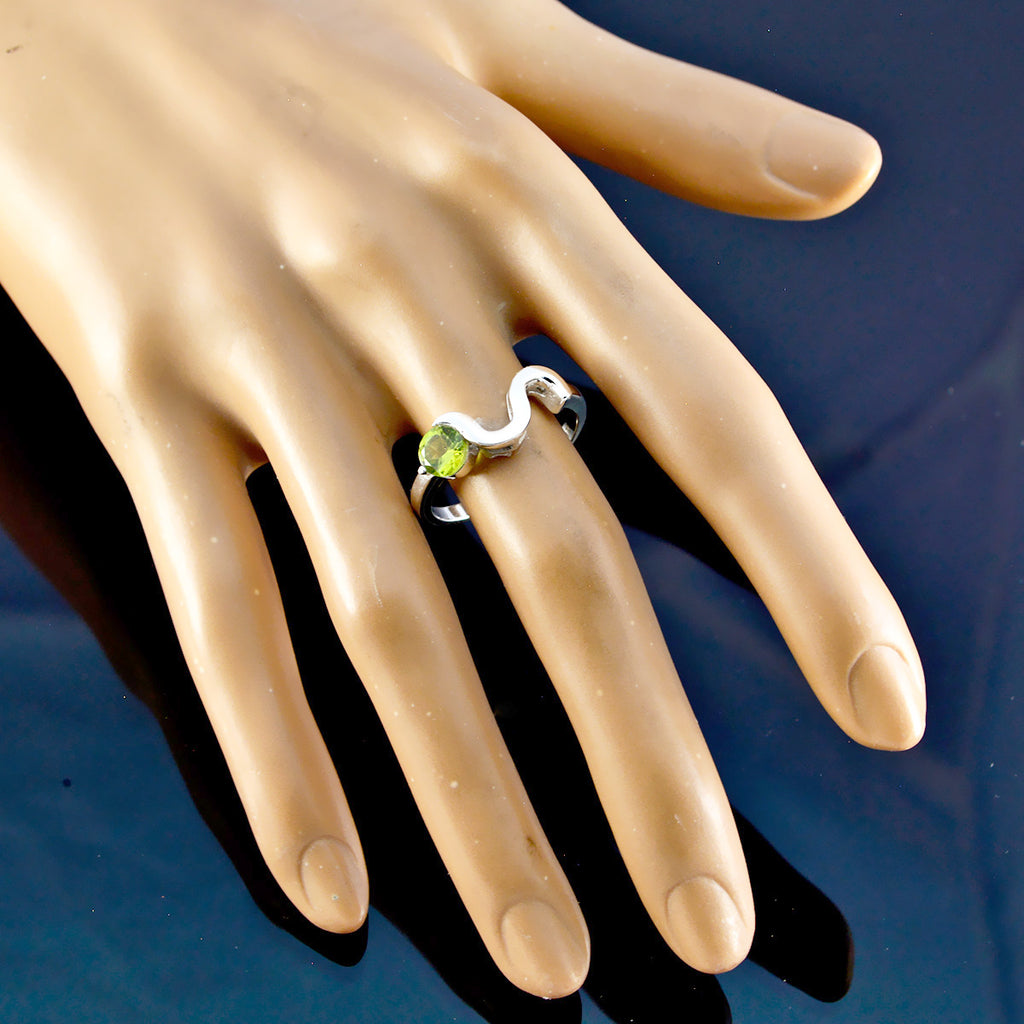 Peridot Solitaire Turkish 925 Sterling Silver Green Gems Whisper thin Feminine Ring Jewellery