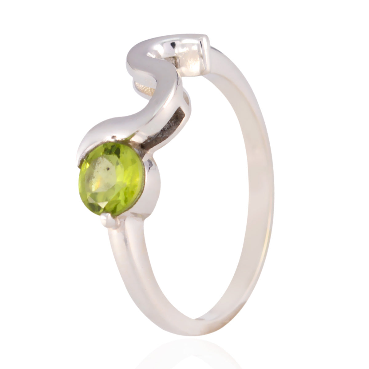 Peridot Solitär Türkischer 925 Sterling Silber Grüne Edelsteine Flüsterdünner femininer Ring Schmuck