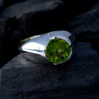 Peridot Solitär Marokkanisches Sterling Silber Grüne Edelsteine Auffälliger zeitgenössischer Ringschmuck