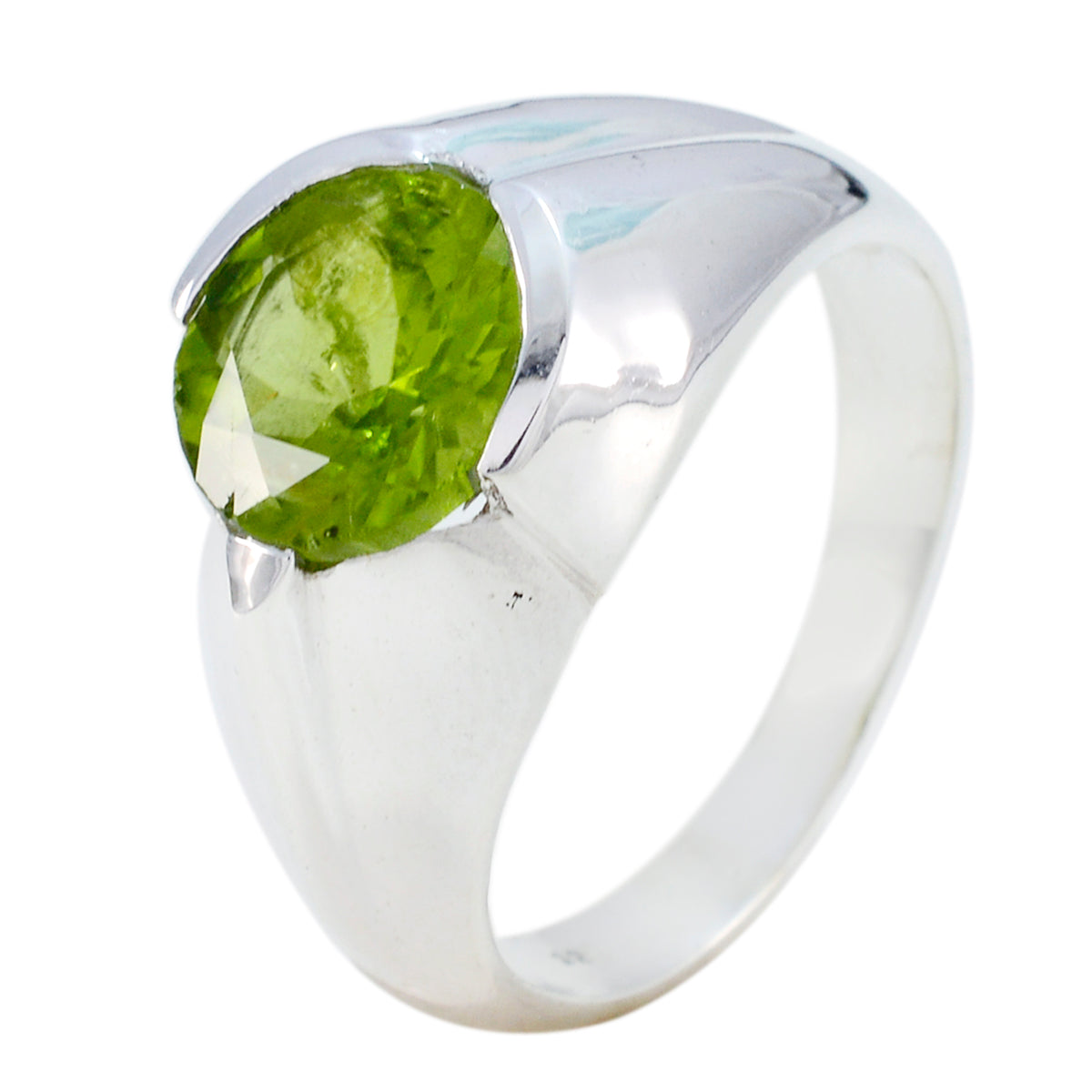 Peridot Solitaire Moroccan Sterling Silver Green Gems Eye catching Contemporary Ring Jewellery