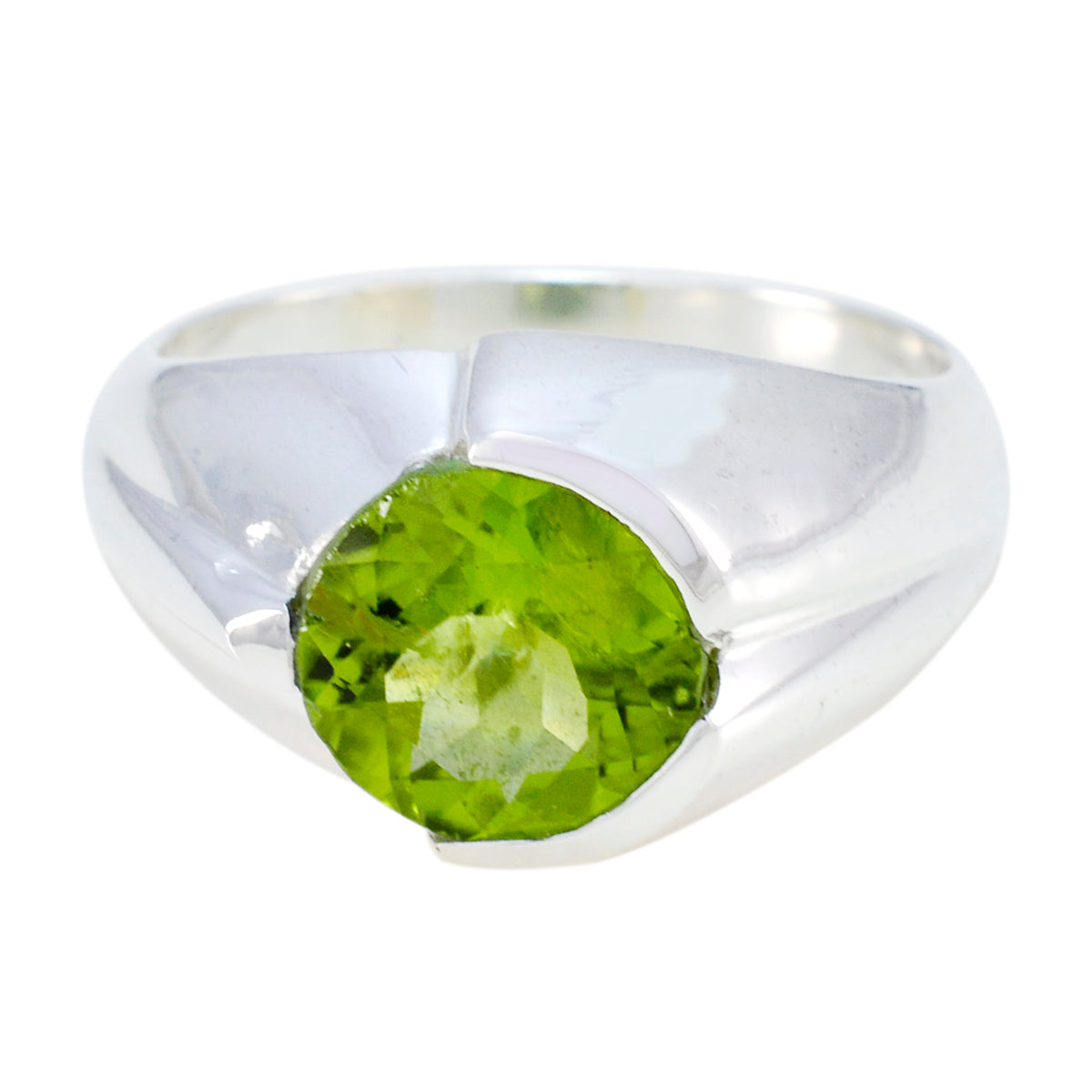 Peridot Solitaire Moroccan Sterling Silver Green Gems Eye catching Contemporary Ring Jewellery