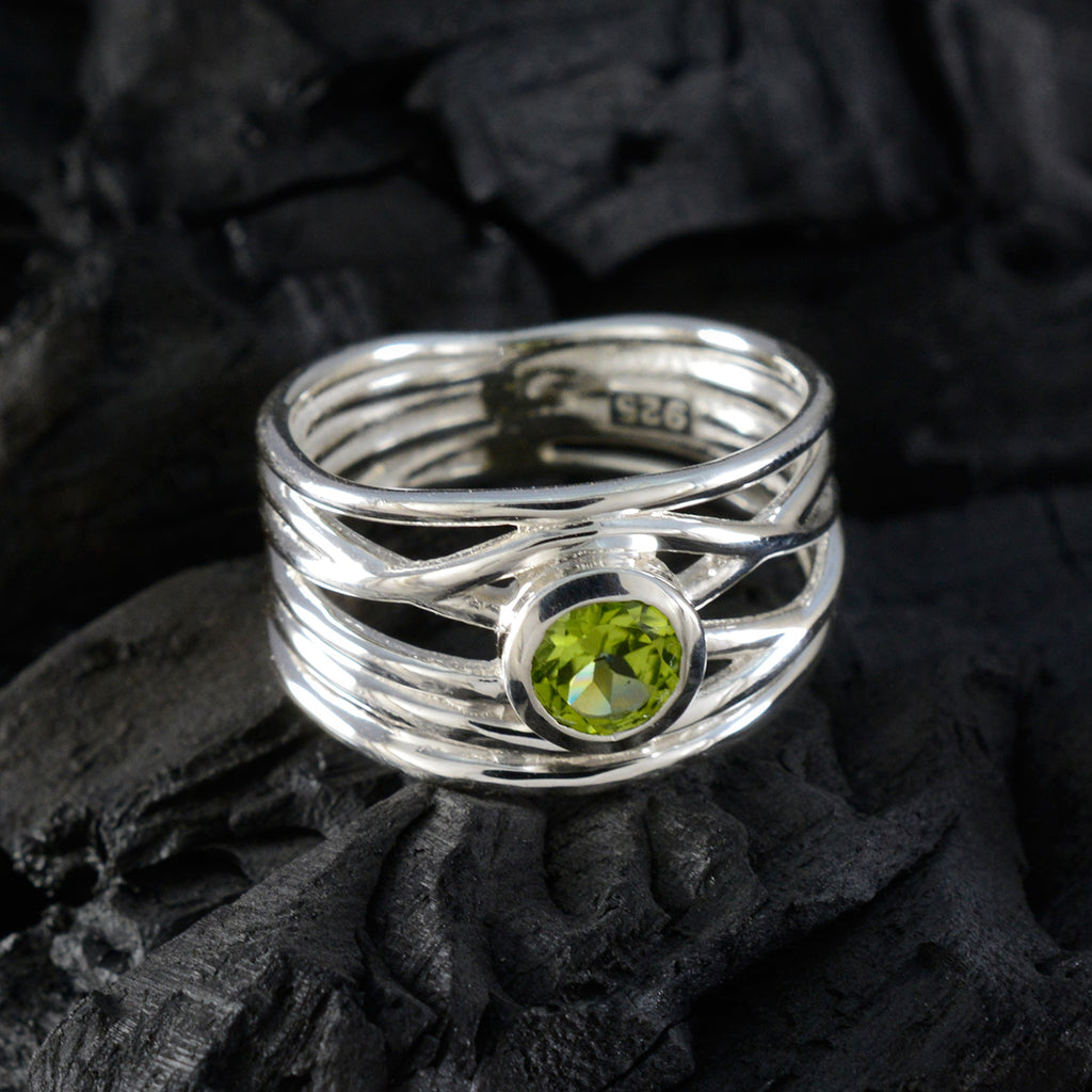 Peridot Solitaire Spanish 925 Silver Green Gemstone Eye catching Rope Wire Band Jewellery