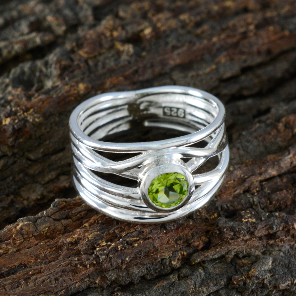 Peridot Solitaire Spanish 925 Silver Green Gemstone Eye catching Rope Wire Band Jewellery
