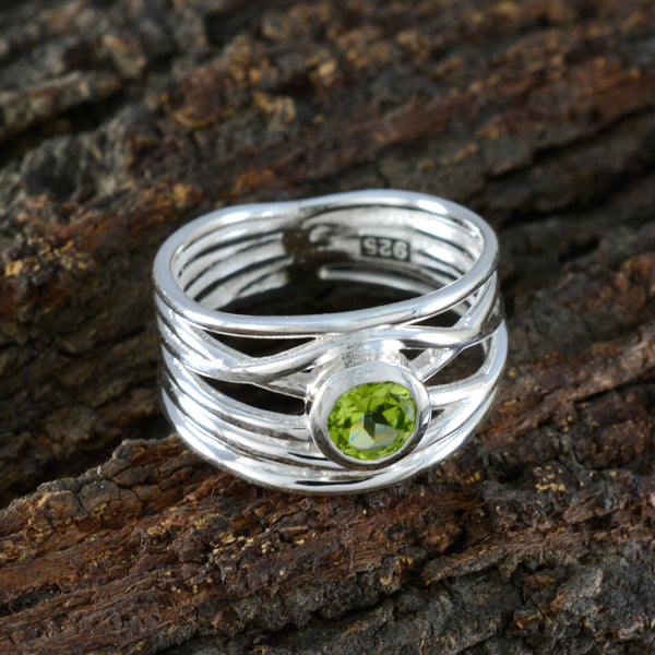Peridot Solitaire Spanish 925 Silver Green Gemstone Eye catching Rope Wire Band Jewellery