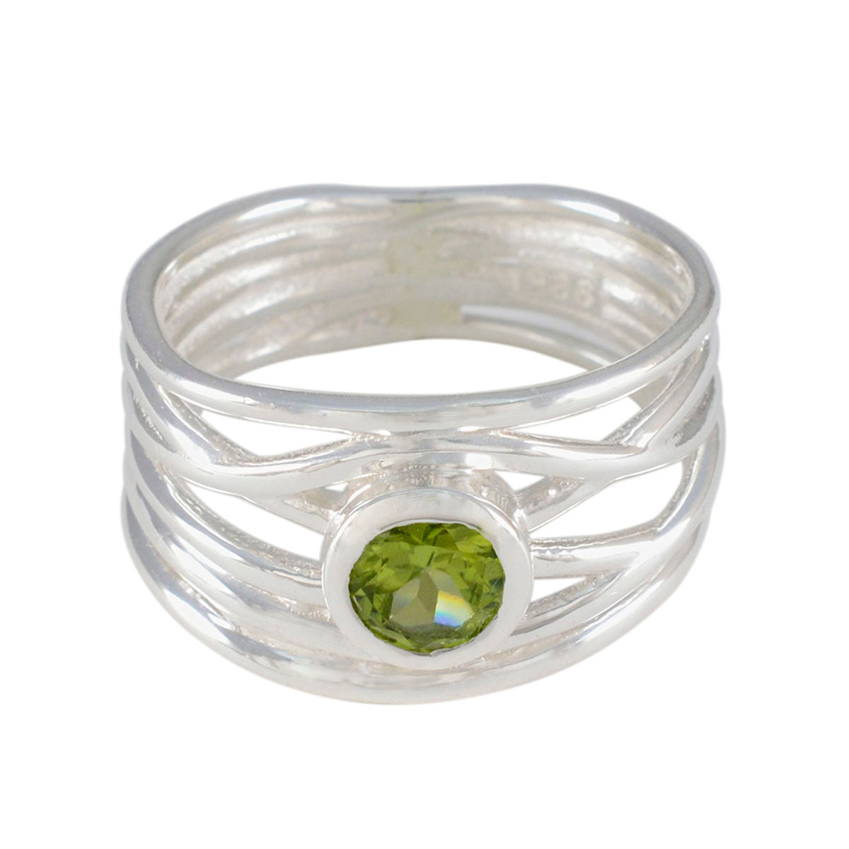Peridot Solitaire Spanish 925 Silver Green Gemstone Eye catching Rope Wire Band Jewellery Hoofdafbeelding