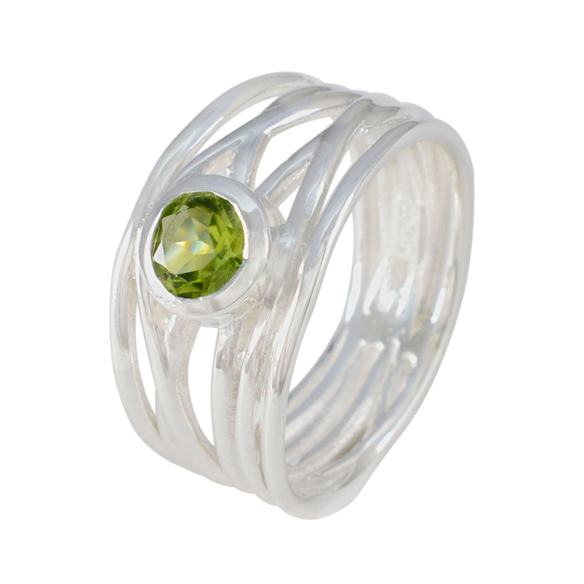 Peridot Solitaire Spaans 925 Zilver Groene Edelsteen Opvallende Touwdraad Band Sieraden Secundaire afbeelding