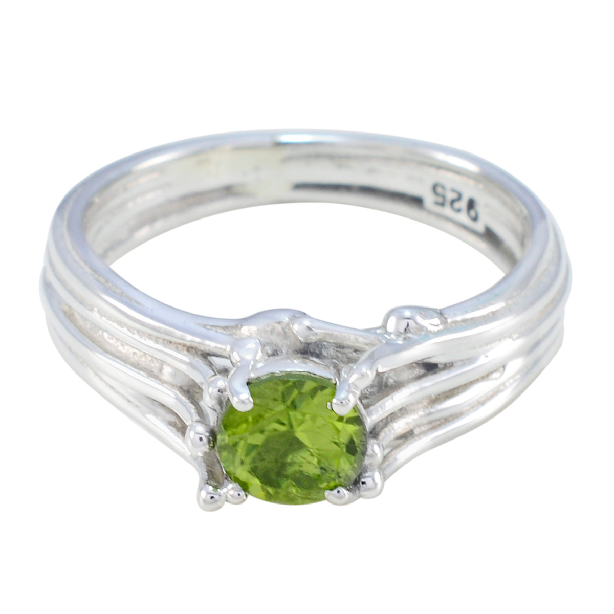 Peridot Solitaire African Silver Green Gems Classic Sophisticated Ring Jewelry メイン画像