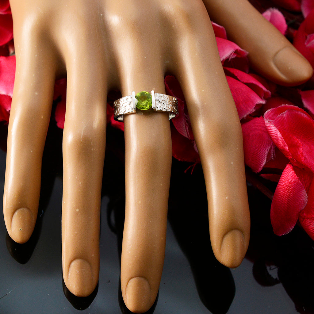 Peridot Solitaire African 925 Sterling Silver Green Gems Tiny Modern Ring Jewelry