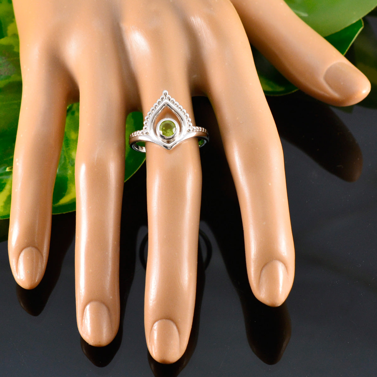 Peridot Solitaire Korean 925 Silver Green Gemstones Whisper thin Modern Ring Jewellery