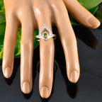 Peridot Solitaire Korean 925 Silver Green Gemstones Whisper thin Modern Ring Jewellery