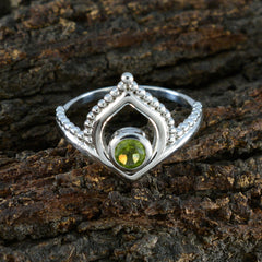 Peridot Solitaire Korean 925 Silver Green Gemstones Whisper thin Modern Ring Jewellery