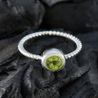 Peridot Solitaire American 92.5 Silver Green Gemstone Delicate Sophisticated Ring Jewelry