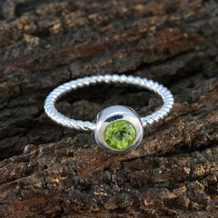 Peridot Solitaire American 92.5 Silver Green Gemstone Delicate Sophisticated Ring Jewelry