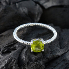 Peridot Solitaire Japanese 925 Silver Green Gems Delicate Twist Ring Jewelry