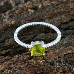 Peridot Solitaire Japanese 925 Silver Green Gems Delicate Twist Ring Jewelry