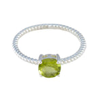 Peridot Solitaire Japanese 925 Silver Green Gems Delicate Twist Ring Jewelry