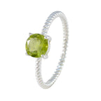 Peridot Solitaire Japanese 925 Silver Green Gems Delicate Twist Ring Jewelry