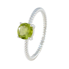 Peridot Solitaire Japanese 925 Silver Green Gems Delicate Twist Ring Jewelry